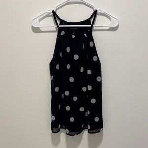 Banana Republic Black Halter Top with White Polka Dots